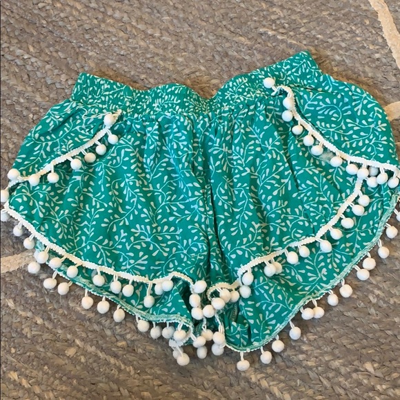 Turquoise Pom Pom shorts - Picture 1 of 2